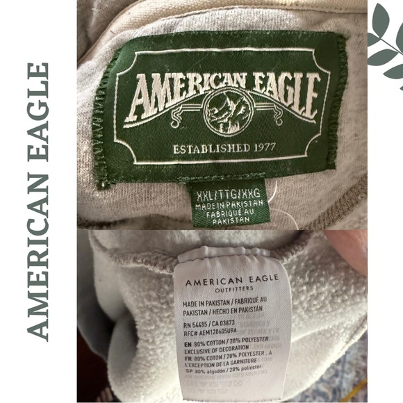 🛍️3/$40 American Eagle Outfitters Men’s XXLT Hoodie – Grey w/ Black Logo - Picture 6 of 6